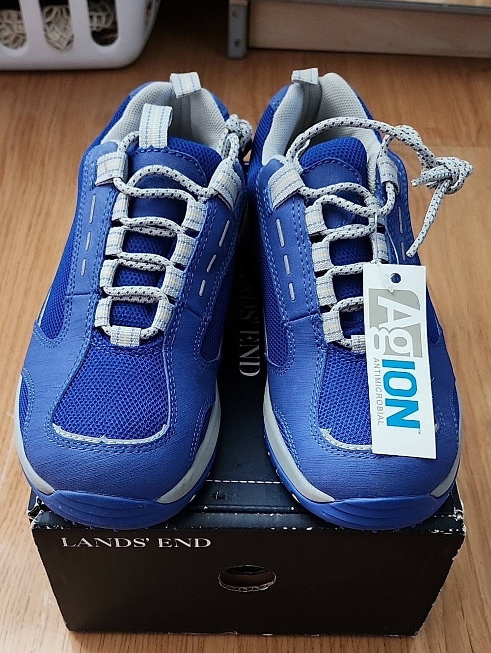Lands' End Youth Cobalt Blue Sneakers with Gray Accents Size 3